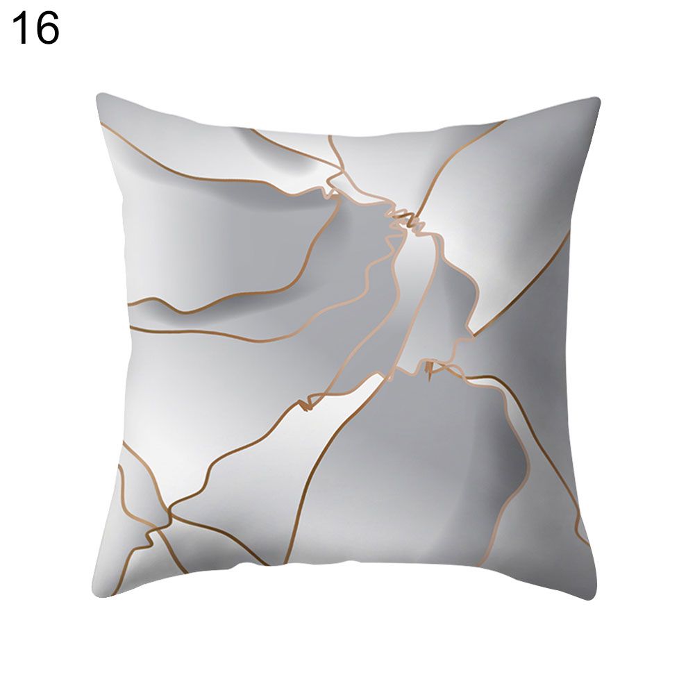 Leaf Line Plaid Print Throw Pillow Case Cushion Cover-16#