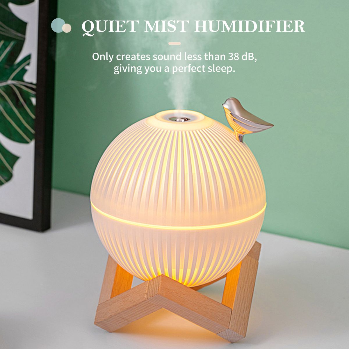 330mL Lark Mist Humidifier With Night Light Quiet Bird