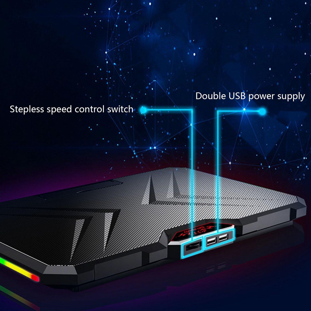 Notebook Cooler 2 Ultra-Quiet Fans 2 USB Ports Height