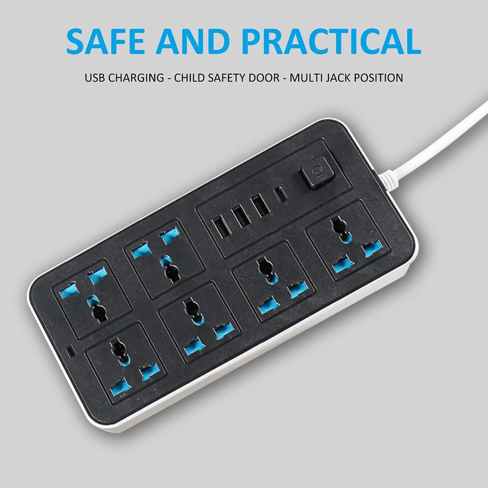 Smart Power Strip with 6 Surge Protection Outlets, 3 USB Ports and 1 Type-C Port Multi-port Smart Plugs Multifunctional Switch Socket