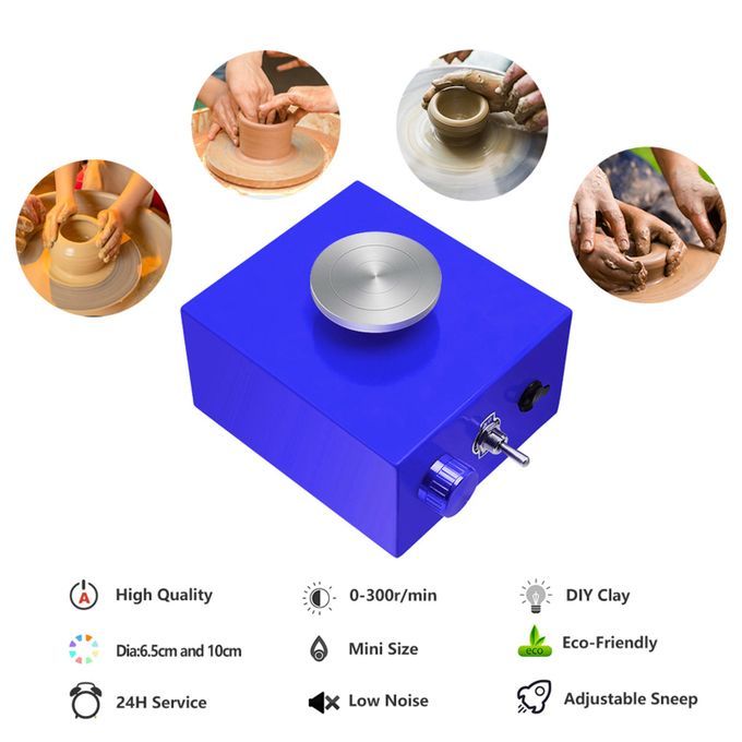 Pottery Wheel Turntable Machine Electric DIY Clay Tool For Blue