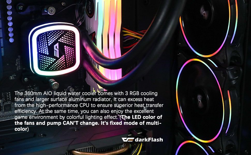Darkflash Water Cooling CPU Cooler Computer RGB Water Cooler Heatsink Integrated CPU Cooling Fan Radiator LGA 1151/2011/AM3+/AM4