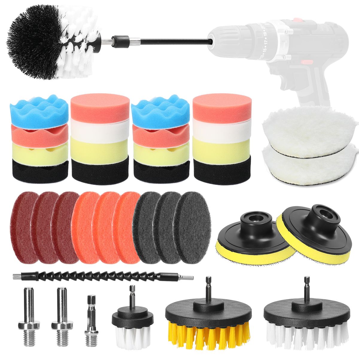 38PCS Car Polishing Pads Waxing Buffing Sponge Pad Kit Set