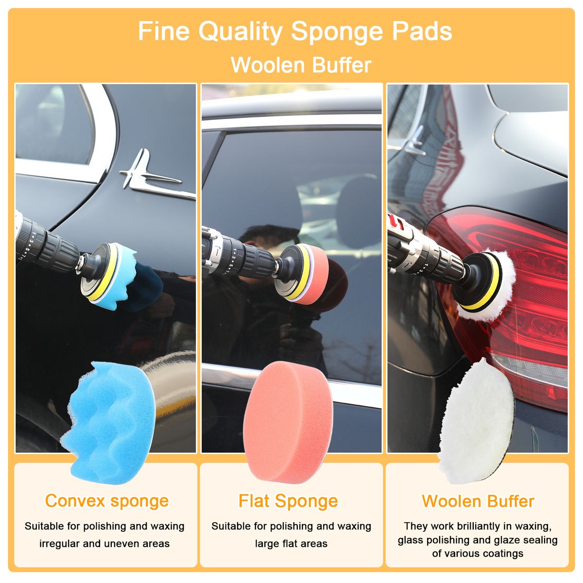38PCS Car Polishing Pads Waxing Buffing Sponge Pad Kit Set