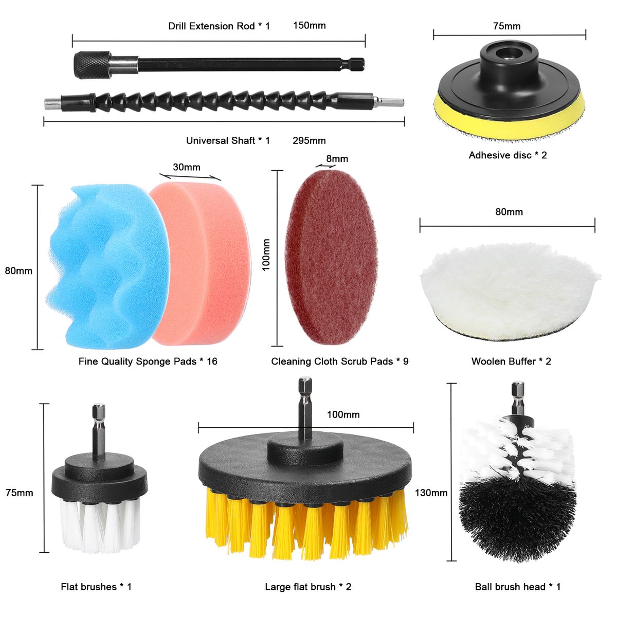 38PCS Car Polishing Pads Waxing Buffing Sponge Pad Kit Set