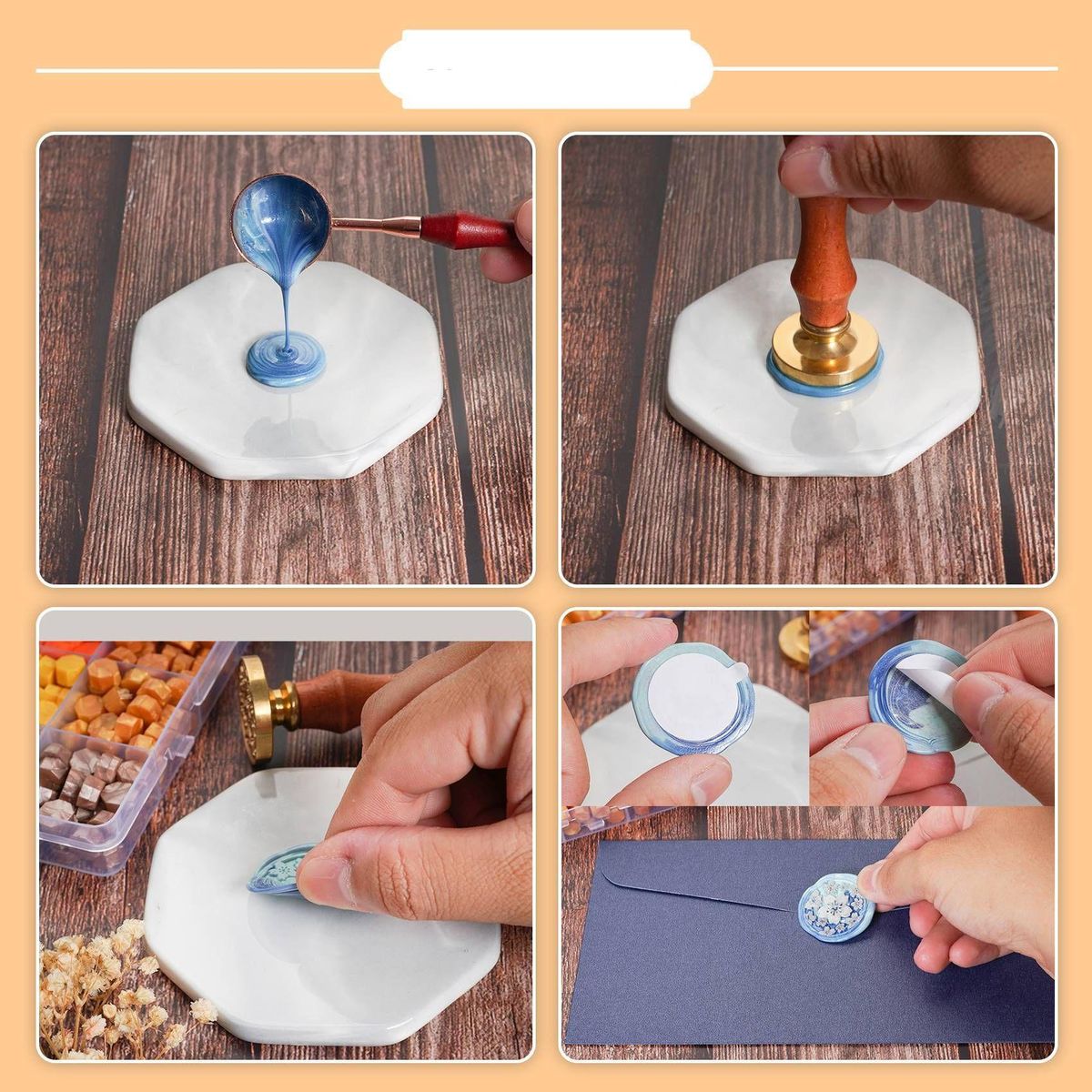 Wax Seal Stamp Set,630 pieces wax seal beads,52 luxury seal stamp set with gift