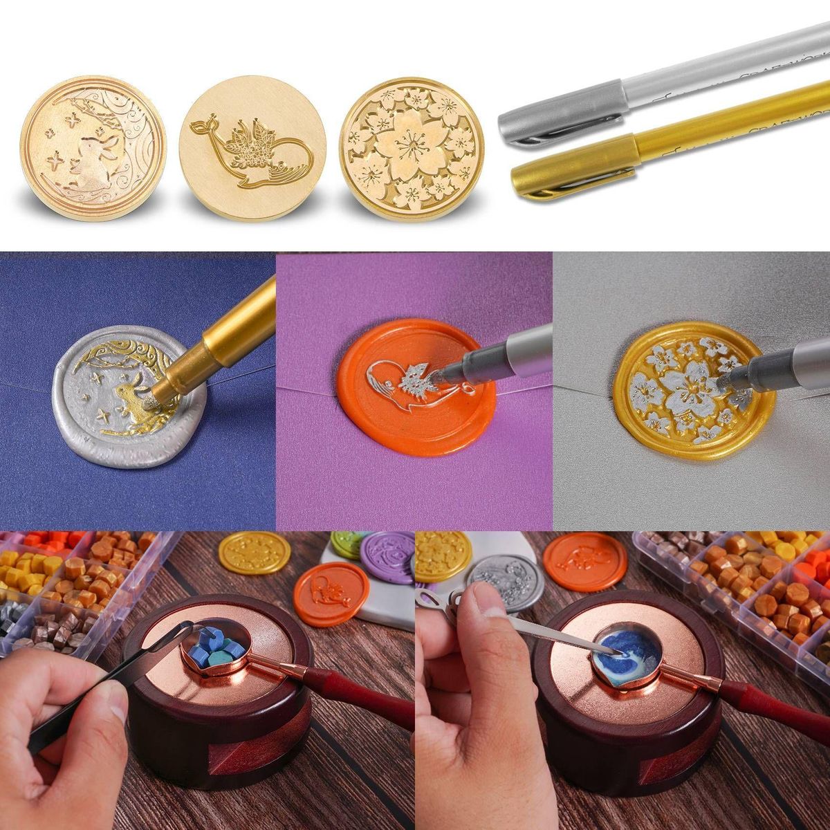 Wax Seal Stamp Set,630 pieces wax seal beads,52 luxury seal stamp set with gift