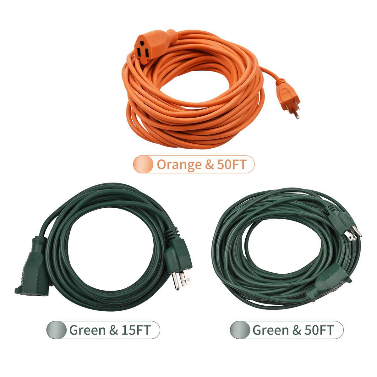 50FT AC Power Electric Outdoor Extension Cord 12 AWG 3 Prong