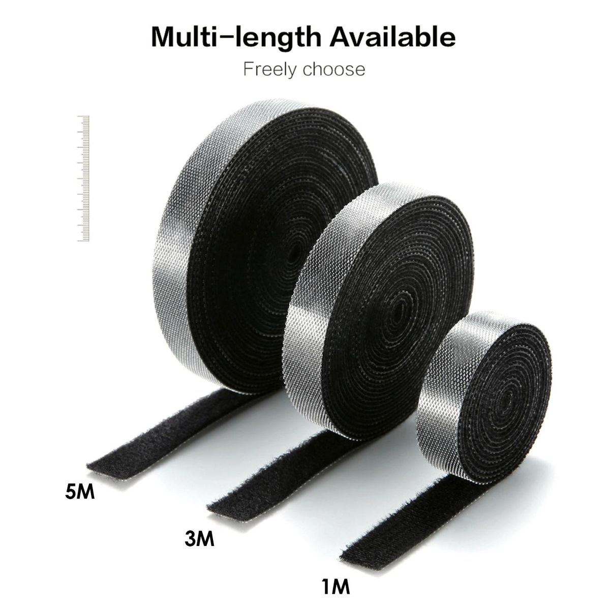 Cable Organizer Nylon USB Cord Ties Wire Winder Clip Cable Holder Reusable Fastening Tape for Mobile Phone PC Mouse Cords Management (5 Meter)