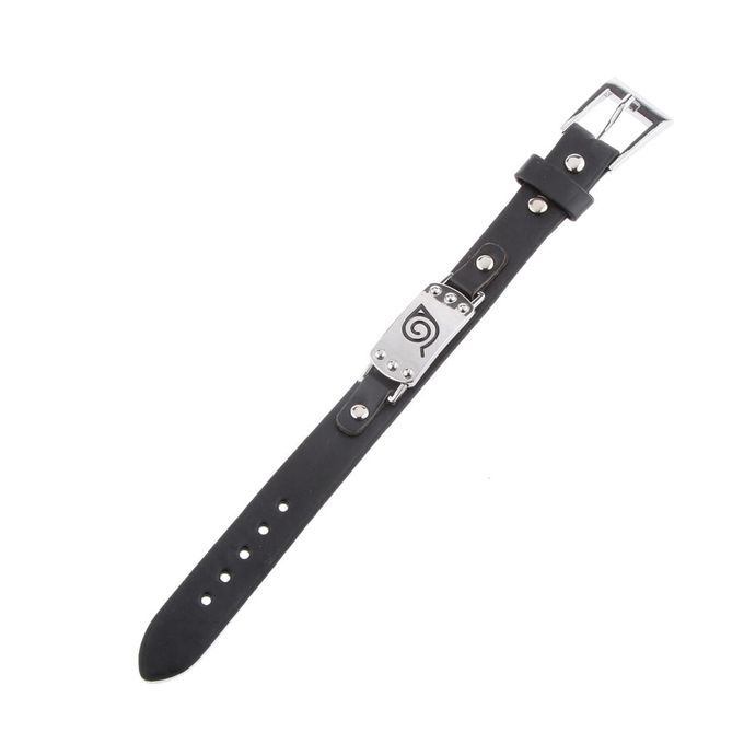Anime Cosplay Naruto Leaf Village Konoha PU Leather Bracelet Wristband