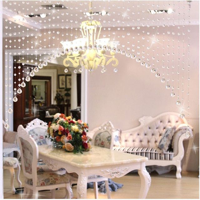Curtains 1 PC Crystal Curtain Luxury Glass Beads Door String Tassel Curtain