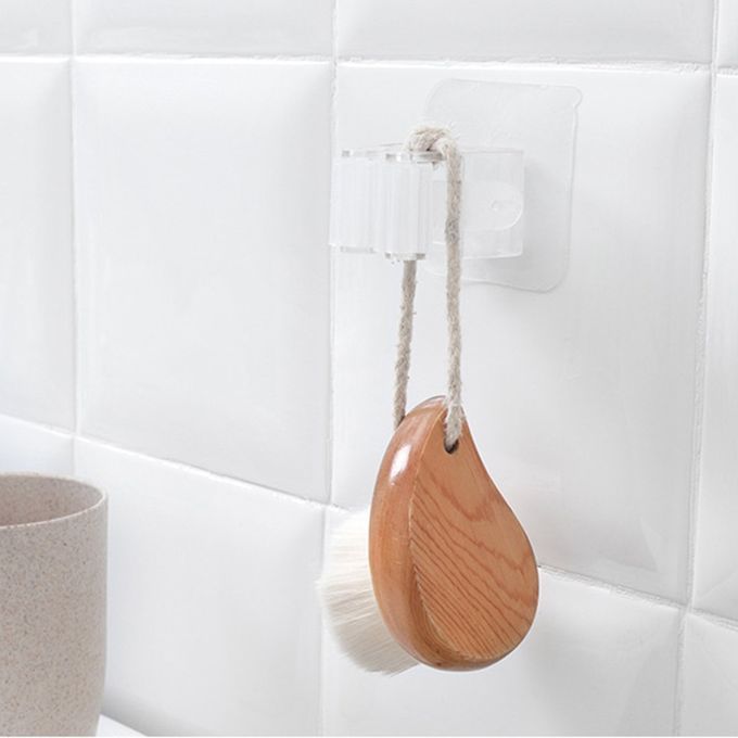 Non Pun H Adhesive Wall Mounted Mop Holder Seamless Mop Hook Bathroom-transparent