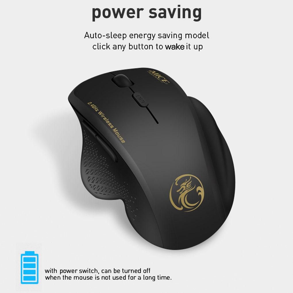 2 4G Wireless Mouse Computer Laptop 800-1600 DPI 6 Buttons Battery Powered