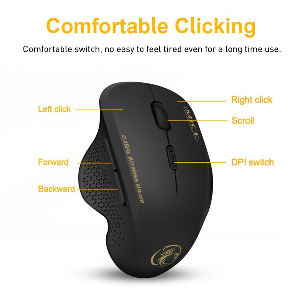 2 4G Wireless Mouse Computer Laptop 800-1600 DPI 6 Buttons Battery Powered