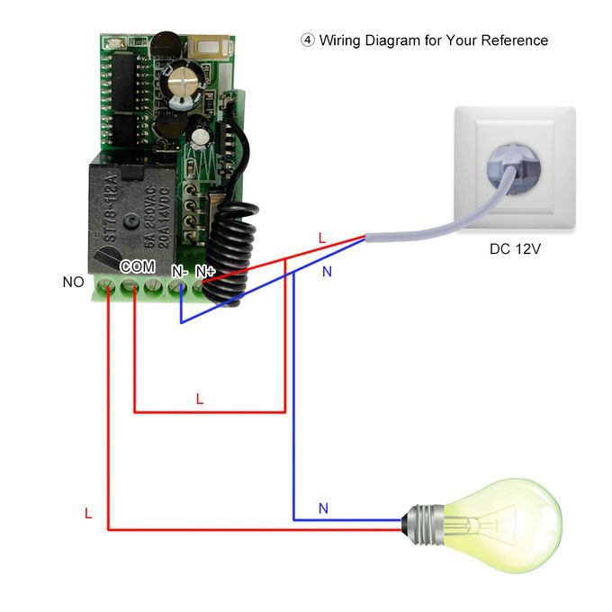 433Mhz DC 12V Universal RF Remote Control Switch Relay