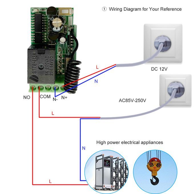 433Mhz DC 12V Universal RF Remote Control Switch Relay