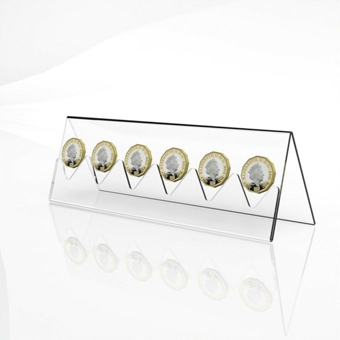 6-Slot Clear Acrylic Commemorative Coin Display Rack Holder-