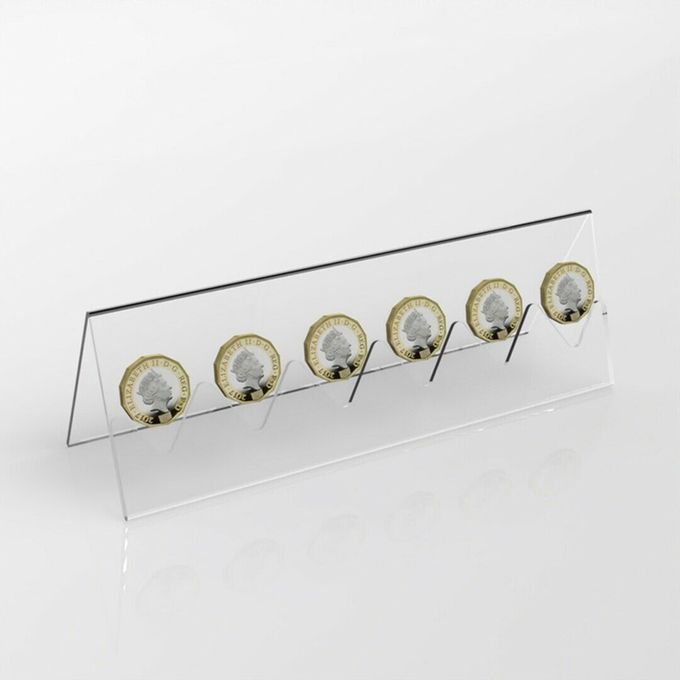 6-Slot Clear Acrylic Commemorative Coin Display Rack Holder-