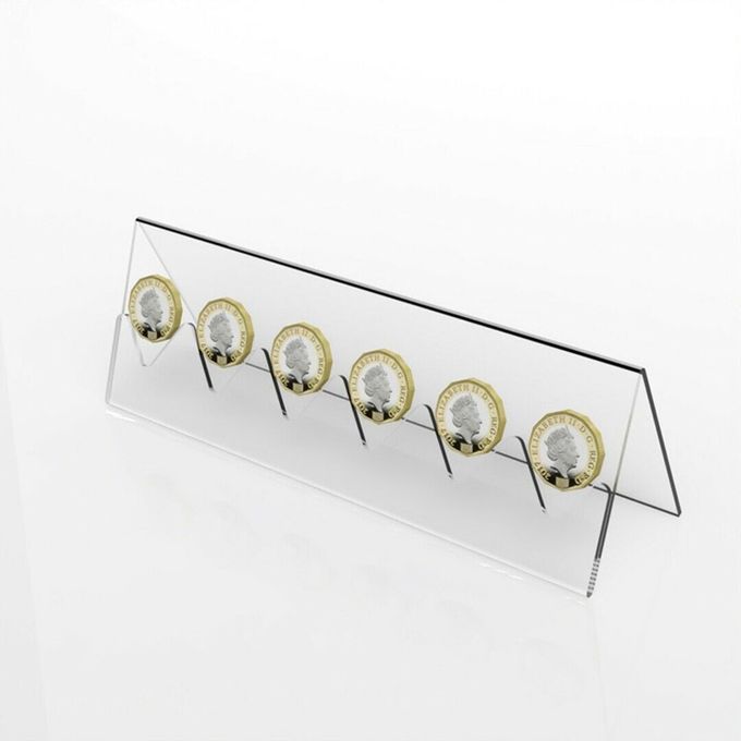6-Slot Clear Acrylic Commemorative Coin Display Rack Holder-