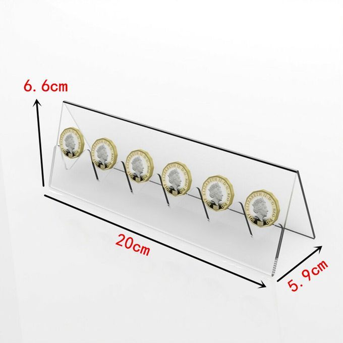 6-Slot Clear Acrylic Commemorative Coin Display Rack Holder-