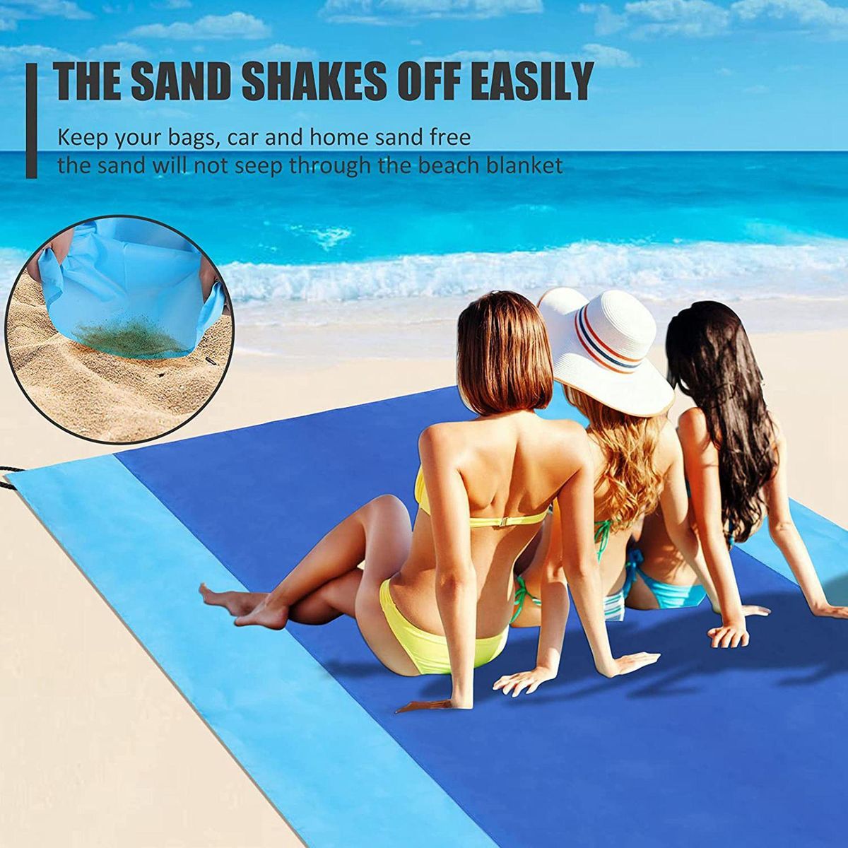 Beach Blanket Sandproof Beach Mat 200X150cm for Travel Campi