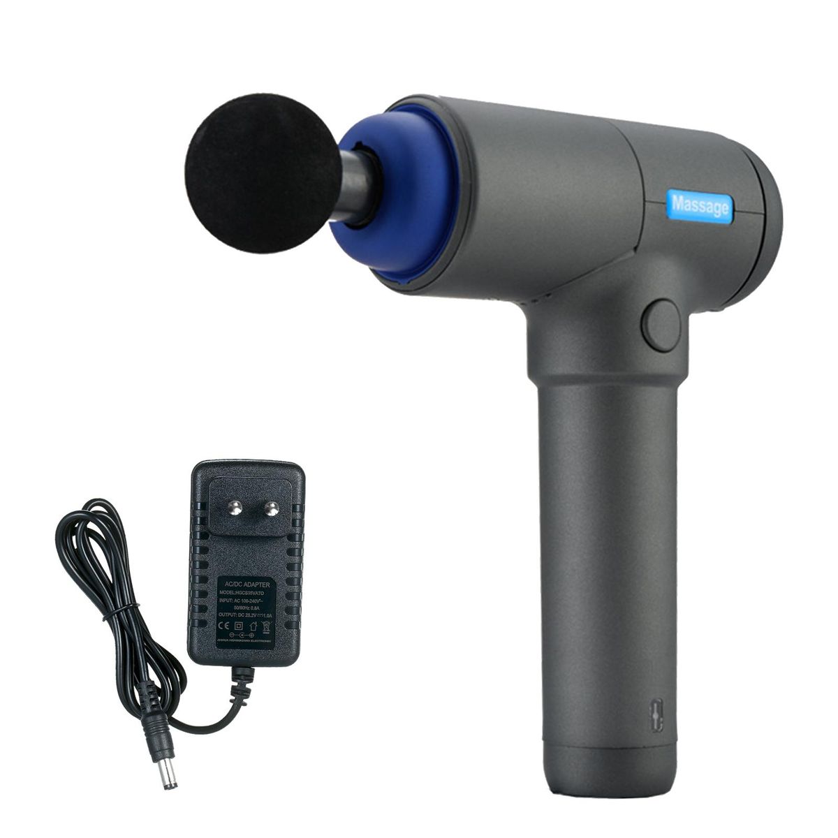 Electric Fascia Gun Aluminum Alloy Muscle Relaxation Muscle Relaxant 4 Adjustable Variable Speed Muscle Massager Fascia Massager Equipped with 6 Detachable Massage Heads EU Plug Gray