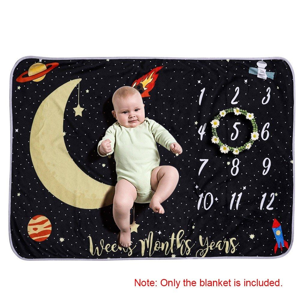 Baby Monthly Milestone Blanket For Girl Boy Flannel Night