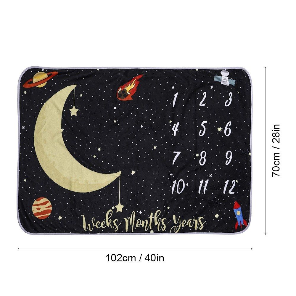 Baby Monthly Milestone Blanket For Girl Boy Flannel Night