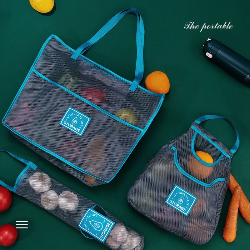 3 PCS Sundries Mesh Storage Bag, Colour: Gray (Oversized)