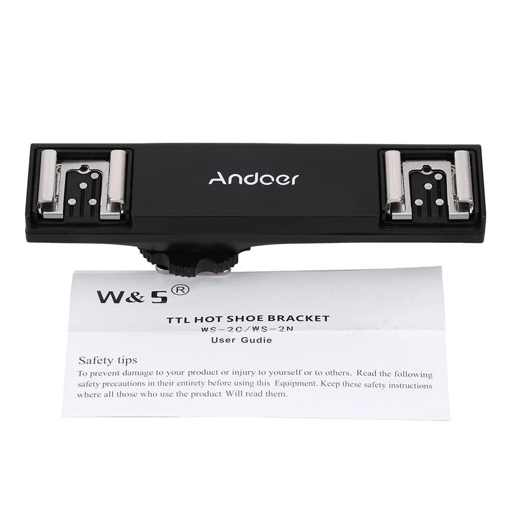 Andoer Dual Hot Shoe Flash Speedlite Bracket Splitter for Nikon D750 D7200 D7100 D7000 D800 D810 D600 DSLR Camera Camcorder