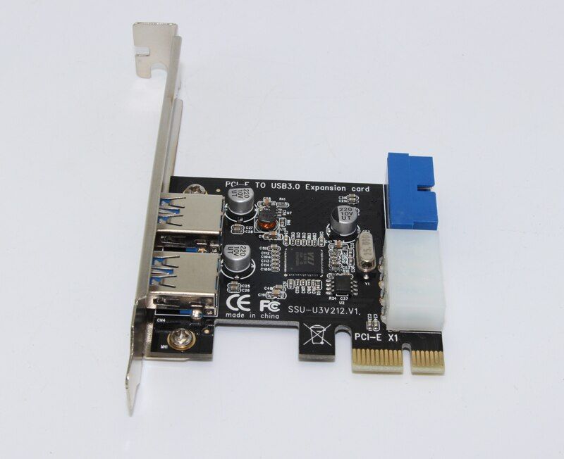 USB 3.0 PCI-E Expansion Card Adapter External 2 Port USB3.0 Hub Internal 19pin Header PCI-E Card