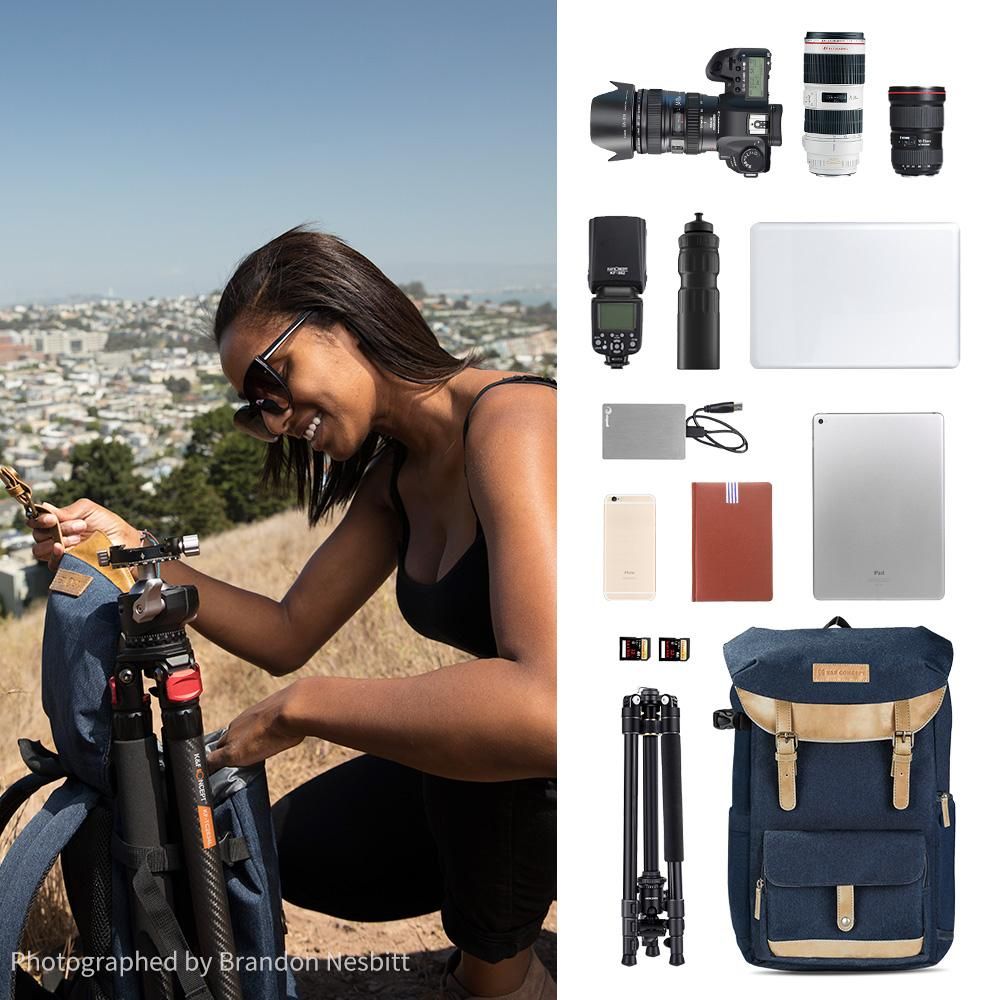 K&F CONCEPT Multi-Functional Camera Backpack Waterproof Camera Bag Large Capacity Camera Case with 15.6 Inch Laptop Compartment Rain Cover for Women Men Photographers