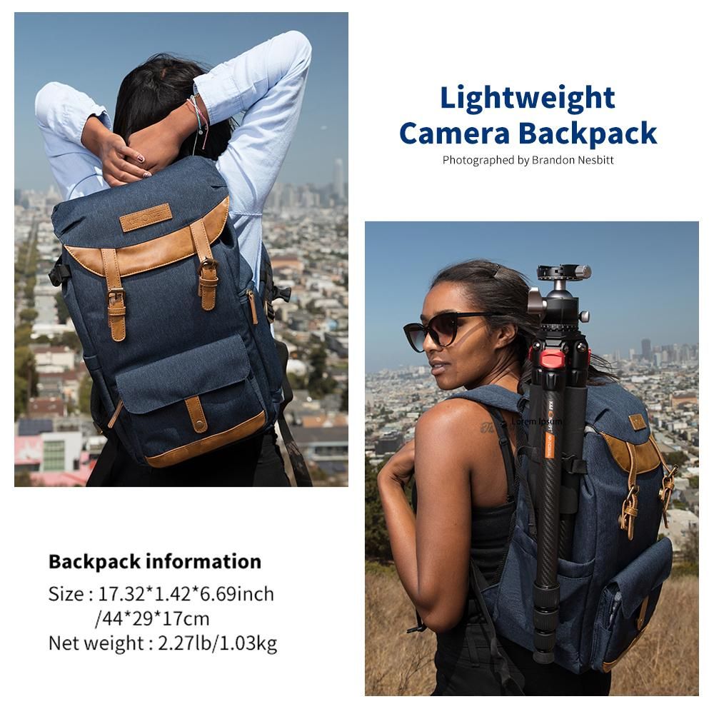 K&F CONCEPT Multi-Functional Camera Backpack Waterproof Camera Bag Large Capacity Camera Case with 15.6 Inch Laptop Compartment Rain Cover for Women Men Photographers