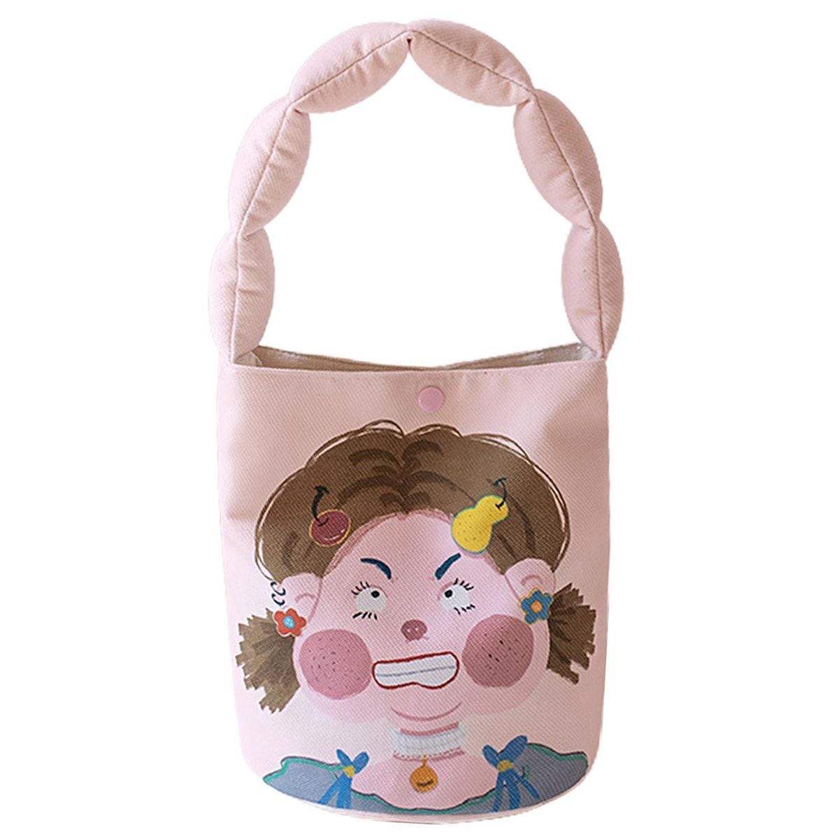 Durable Polyester Handbag Whimsical Chic Festive Bucket Bag for Women Pink