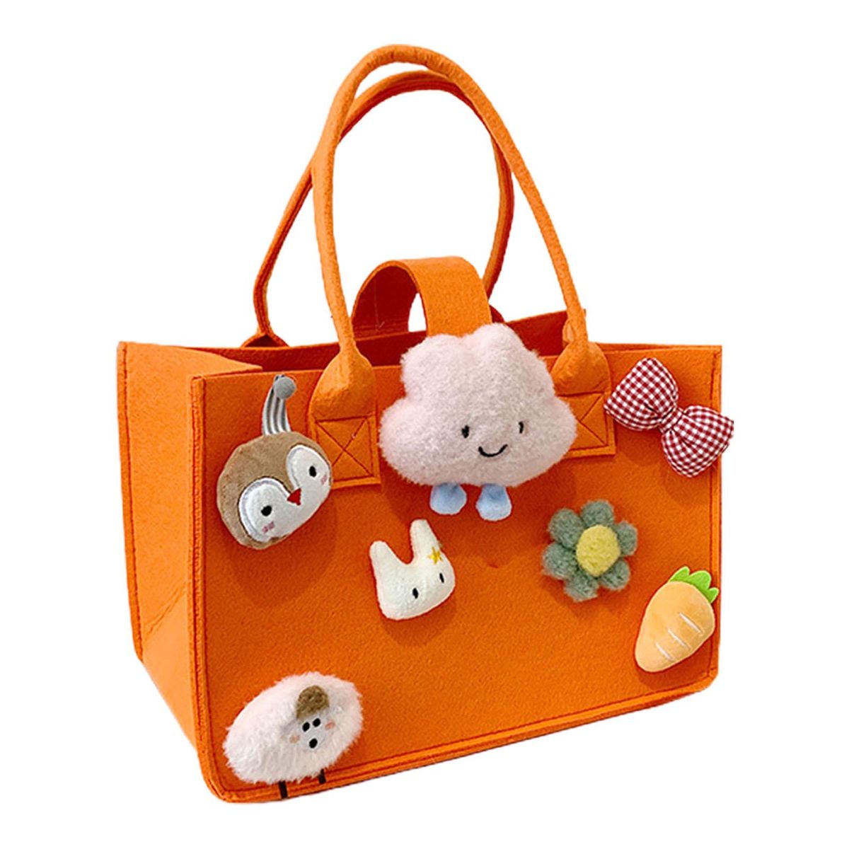 Souvenir Bag Cute Cloud Animal Decoration Tote Bag Dark Orange