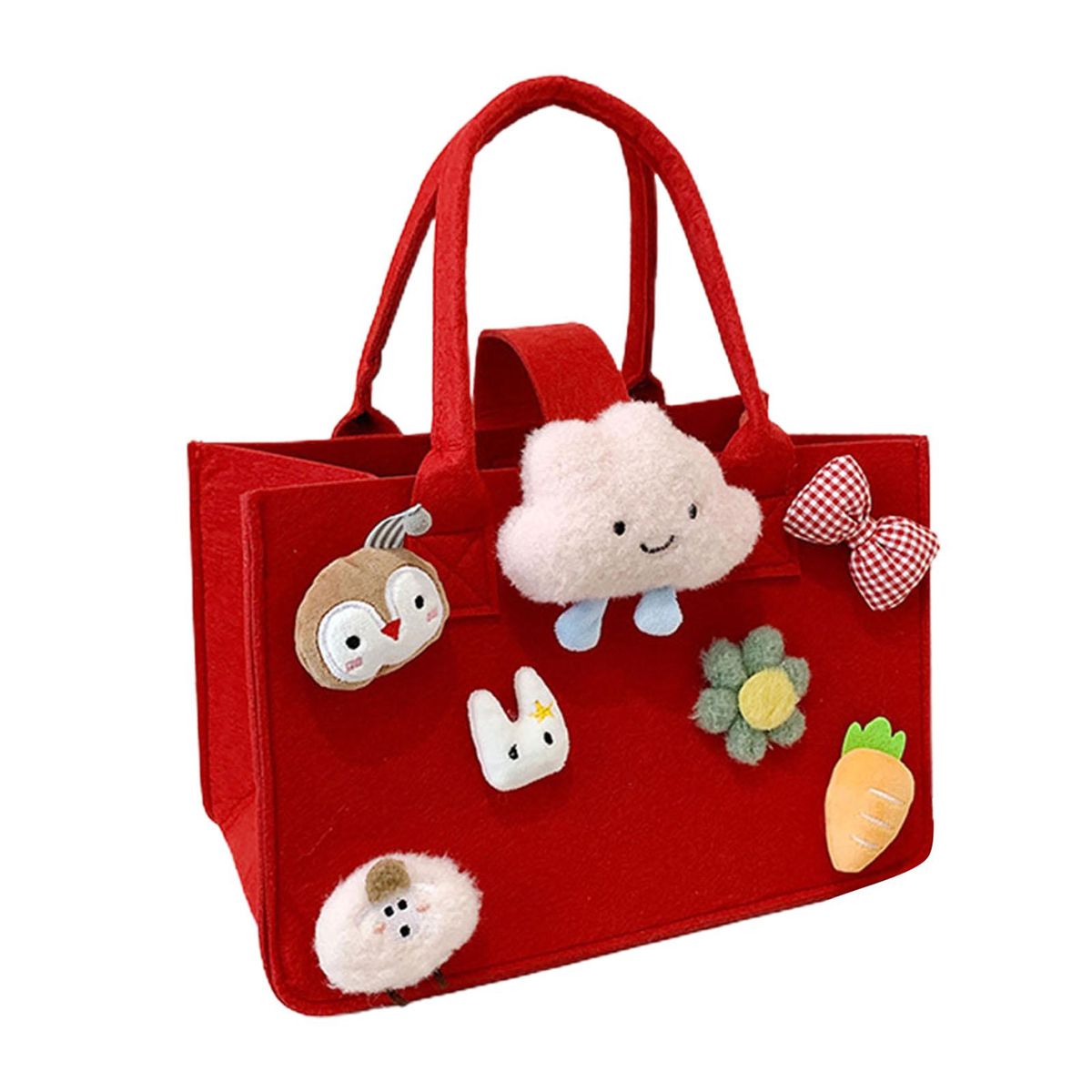 Souvenir Bag Cute Cloud Animal Decoration Tote Bag Red