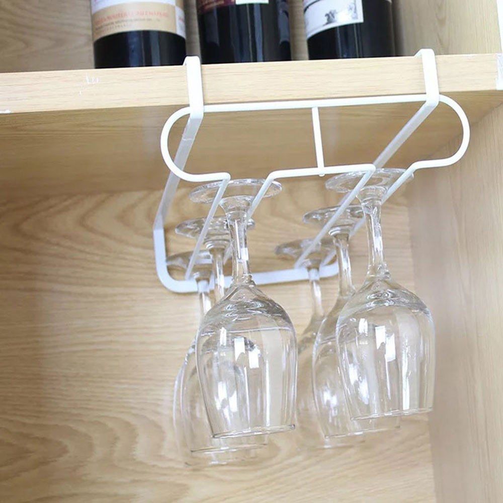 Wine Glass Holder Iron 2 Rows Stemware Rack Under Cabinet