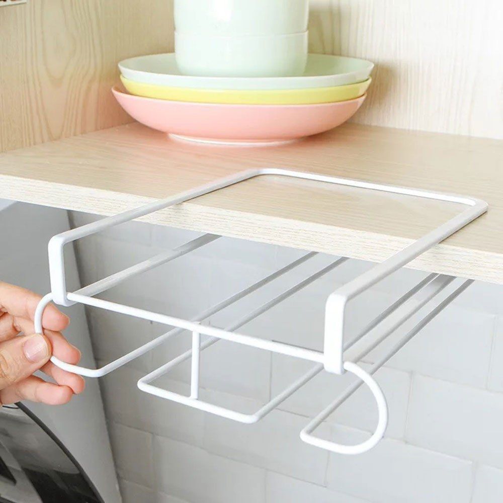 Wine Glass Holder Iron 2 Rows Stemware Rack Under Cabinet