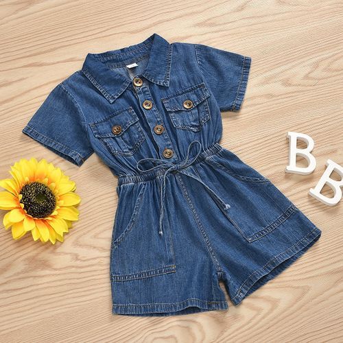 Casual Short-sleeved One-piece Children Denim Shorts Cotton (Color:Blue Size:100)