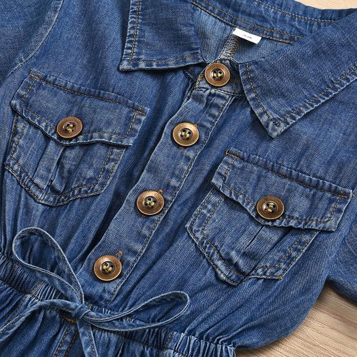 Casual Short-sleeved One-piece Children Denim Shorts Cotton (Color:Blue Size:100)