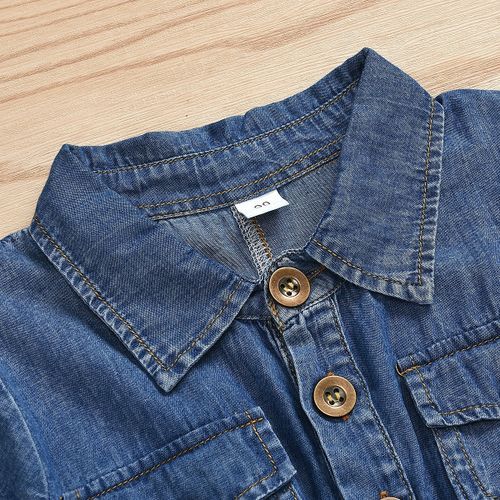 Casual Short-sleeved One-piece Children Denim Shorts Cotton (Color:Blue Size:100)