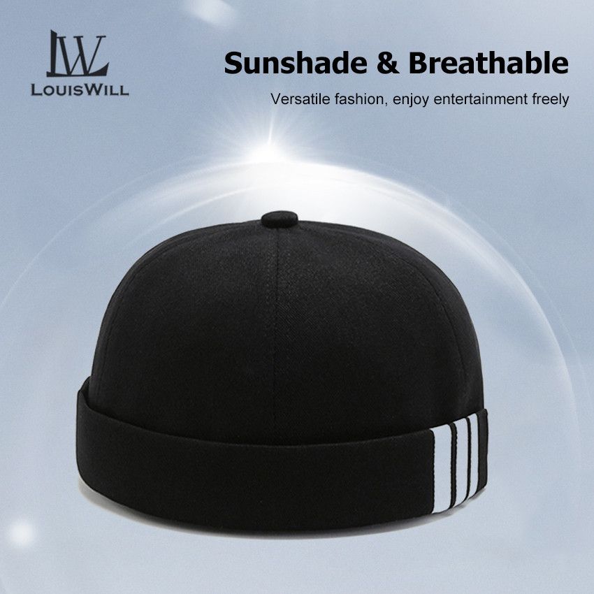 LouisWill Hats Black Beanies Men's Hip Hop Hats Women's Round Solid Color Caps