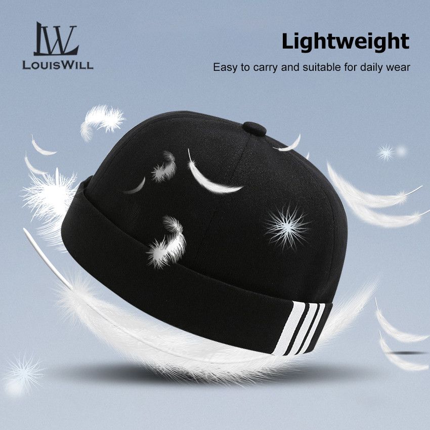 LouisWill Hats Black Beanies Men's Hip Hop Hats Women's Round Solid Color Caps