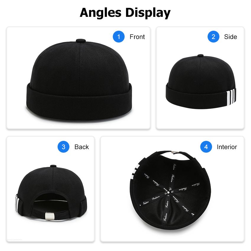 LouisWill Hats Black Beanies Men's Hip Hop Hats Women's Round Solid Color Caps