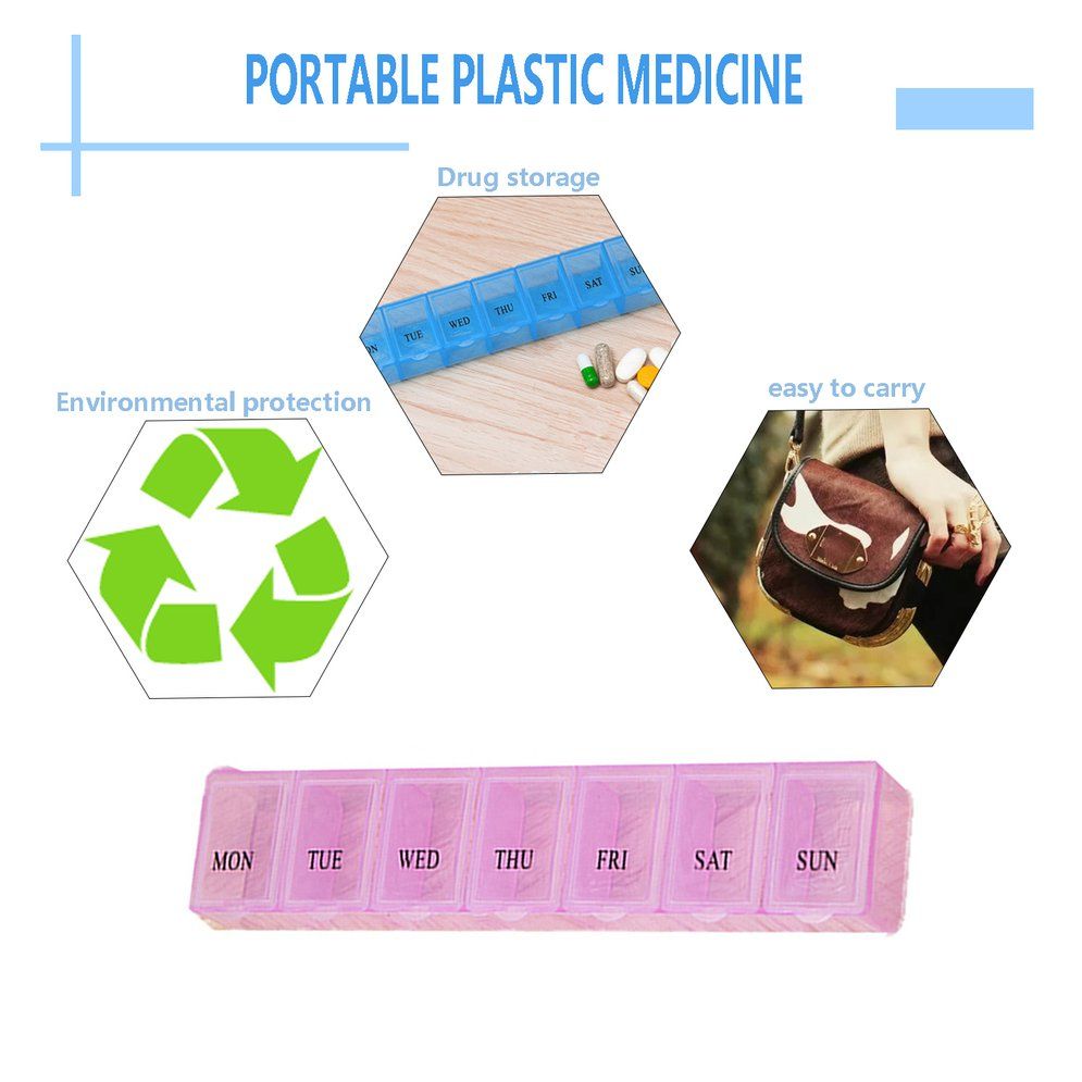 7 Lattice Weekly Medicine Pill Box Outdoor Travel Tablet Container