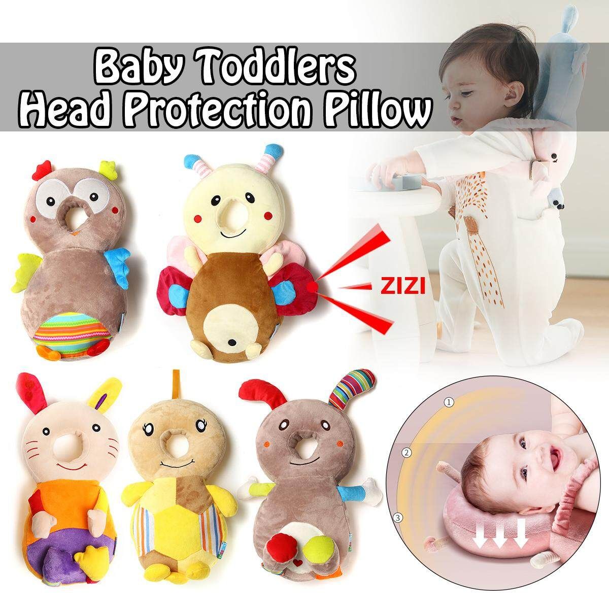 Baby Toddler Kids Head Cushion Protection Pillow Safety Pad For Crawling Walking Dark Brown