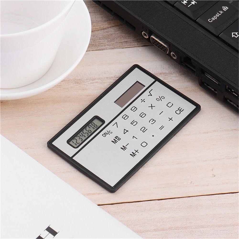 8 Digit Ultra Thin Solar Power Calculator Portable Mini Touch Silver