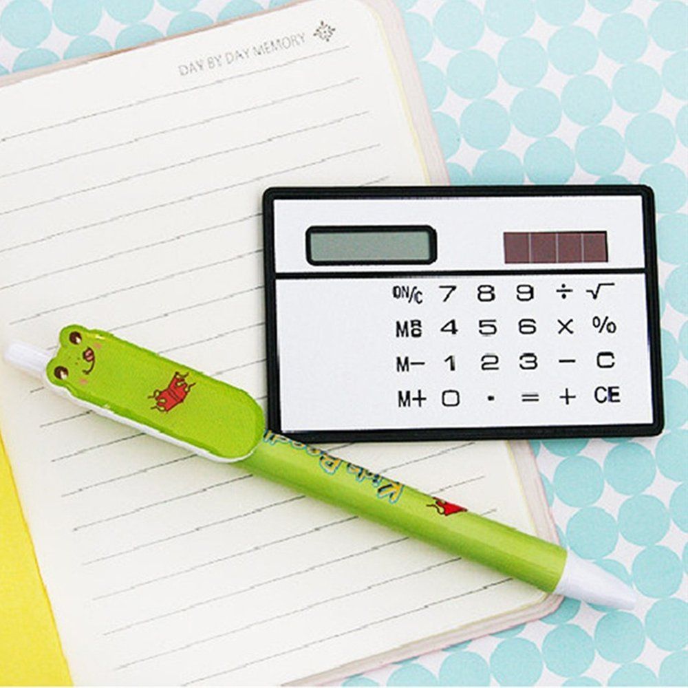 8 Digit Ultra Thin Solar Power Calculator Portable Mini Touch Silver