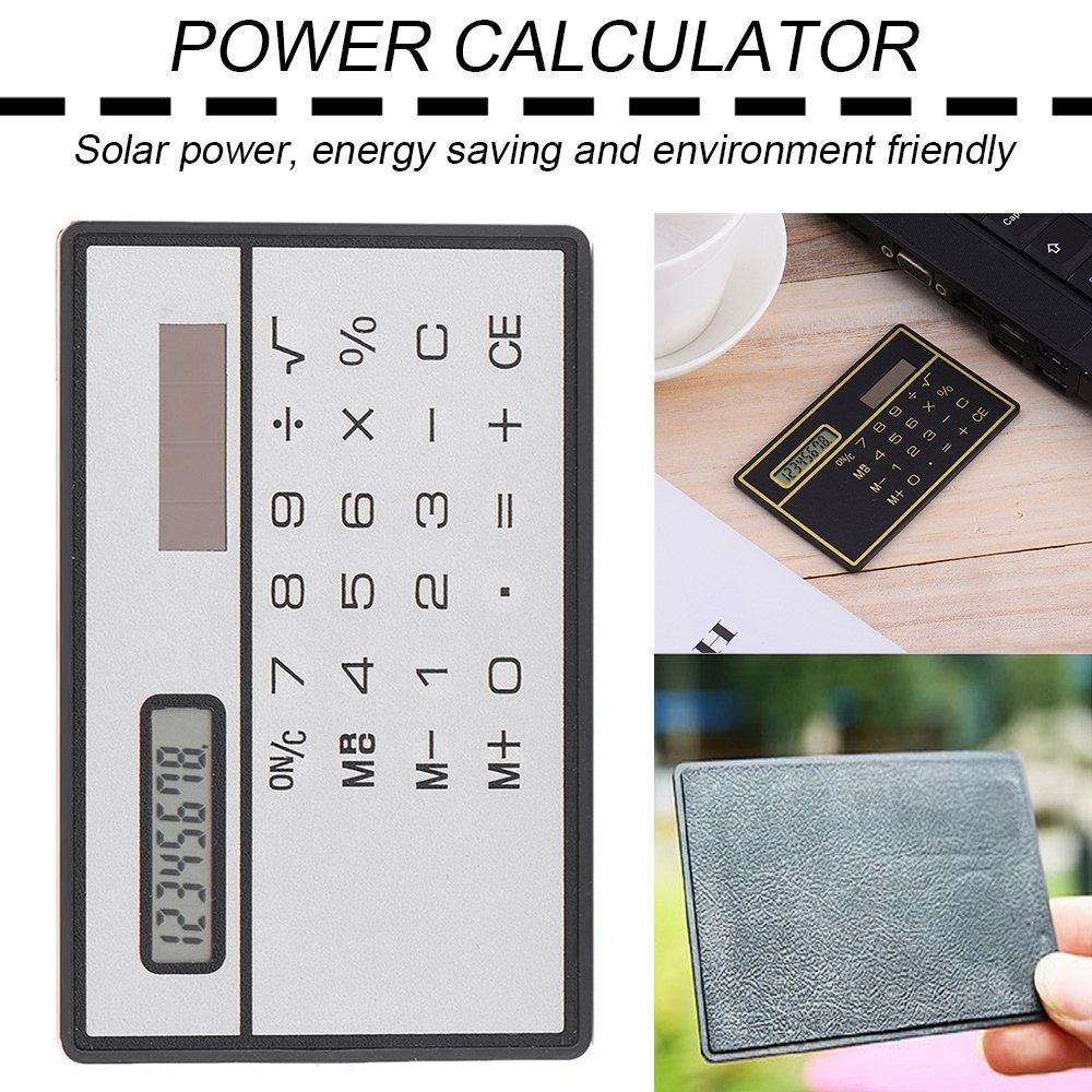 8 Digit Ultra Thin Solar Power Calculator Portable Mini Touch Silver