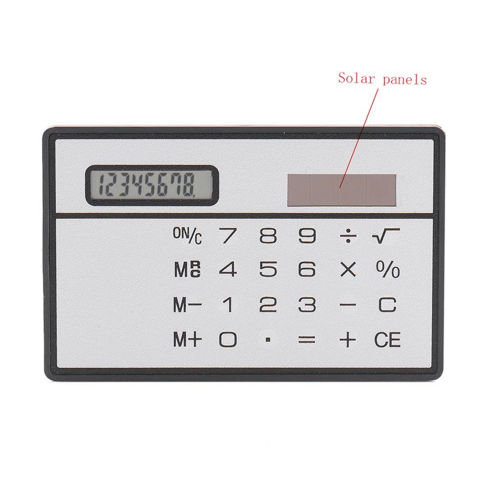 8 Digit Ultra Thin Solar Power Calculator Portable Mini Touch Silver